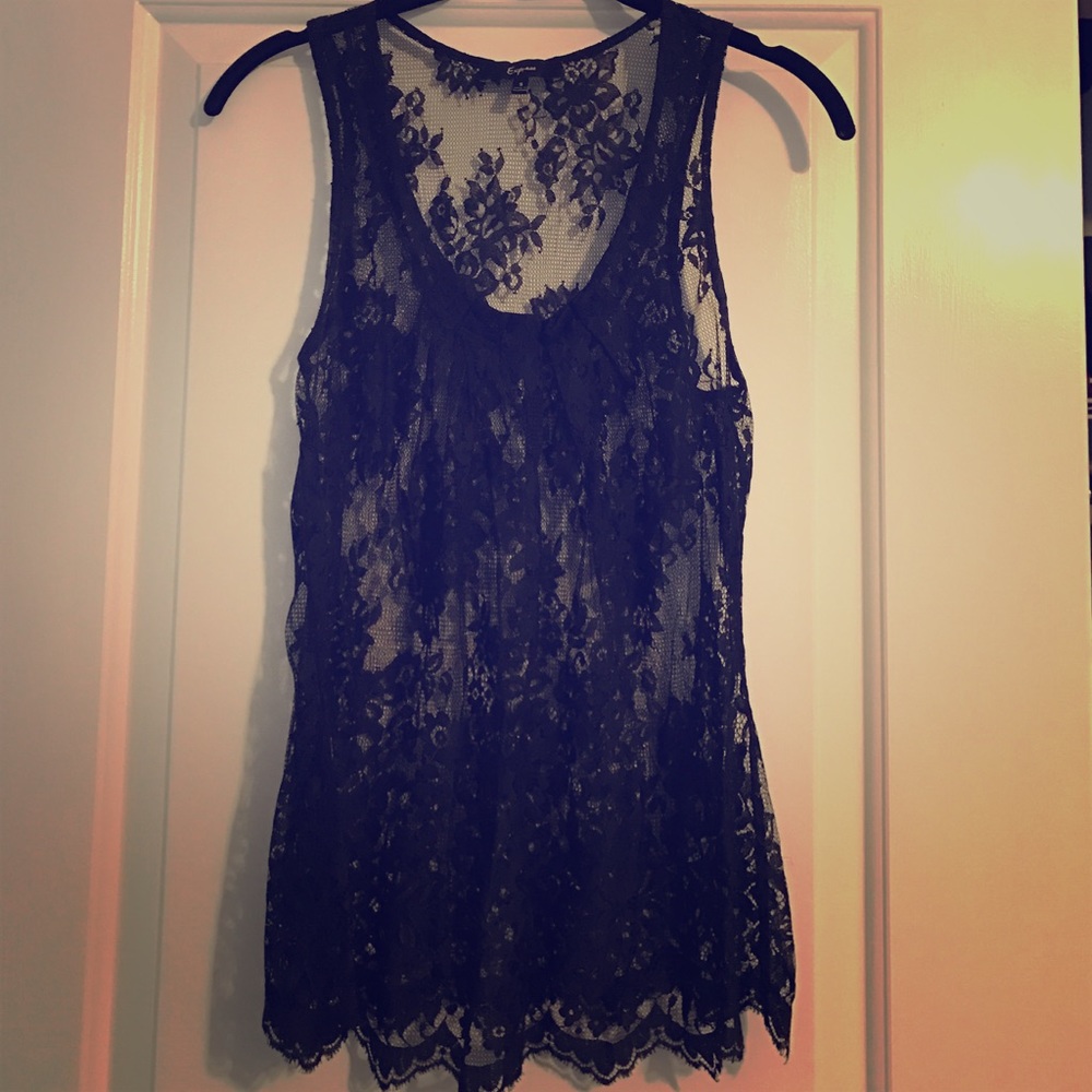 Black lace overlay tank
