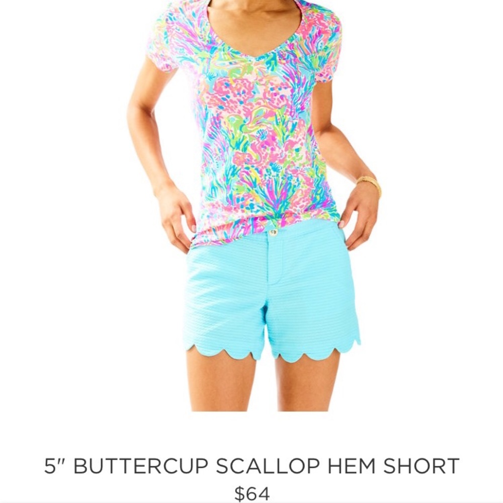 Lily Pulitzer Buttercup Shorts with Scalloped Hem