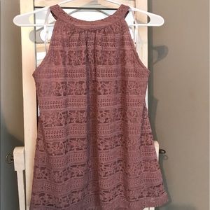 NWOT lace dusty rose sleeveless blouse
