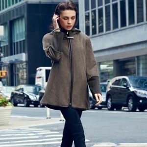 Ellen Tracy Womens Faux Leather Trim Duffle Coat