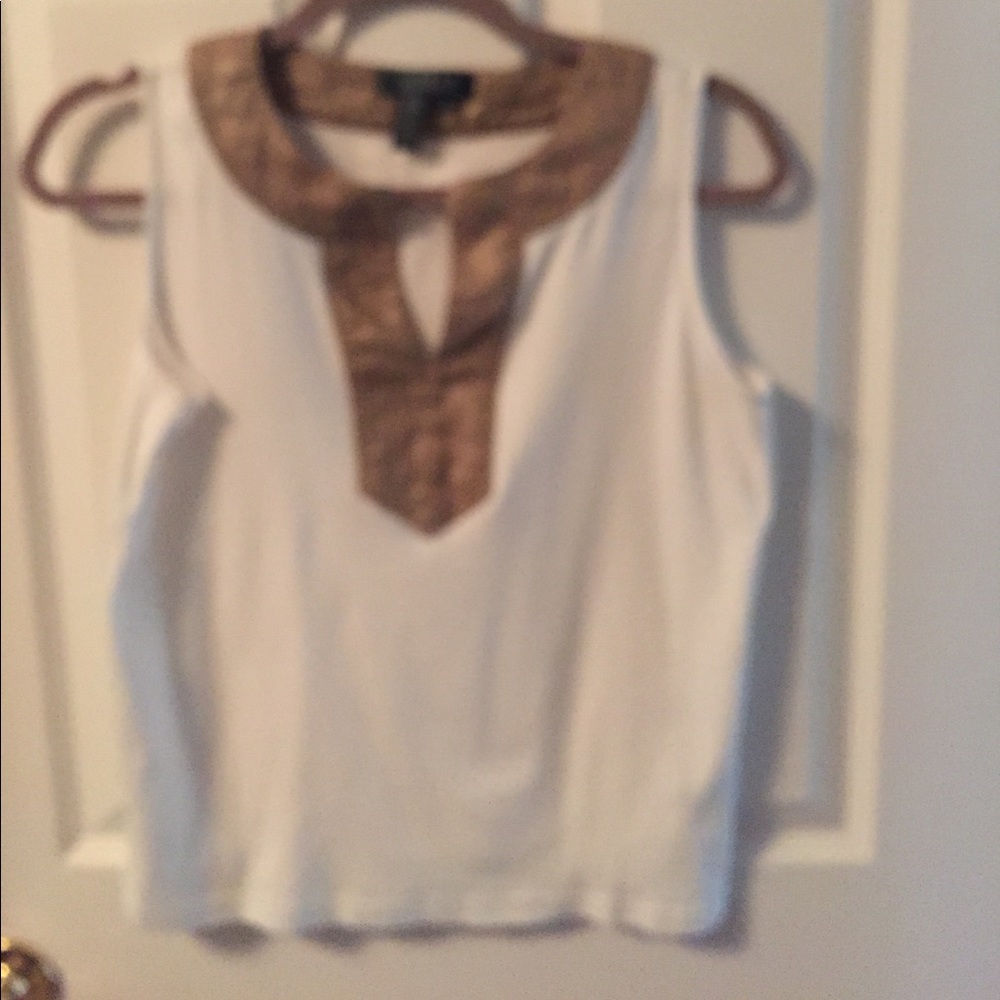 Lauren by Ralph Karen White with gold neckline top