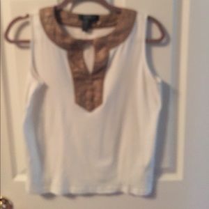Lauren by Ralph Karen White with gold neckline top