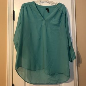 Sheer teal shirt