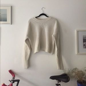 Uniqlo Ribbed Cropped 100% Wool Sweater Size Small