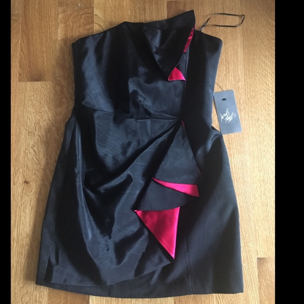 NWT A.B.S black and red strapless dress size 6
