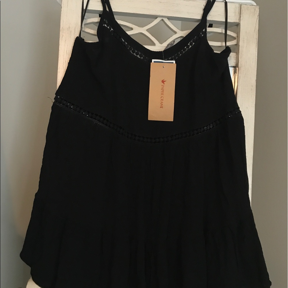 Black tiered spaghetti strap top NWT