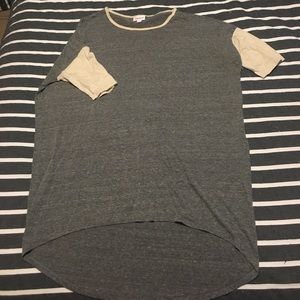 LuLaRoe Gray Irma with Cream Sleeves