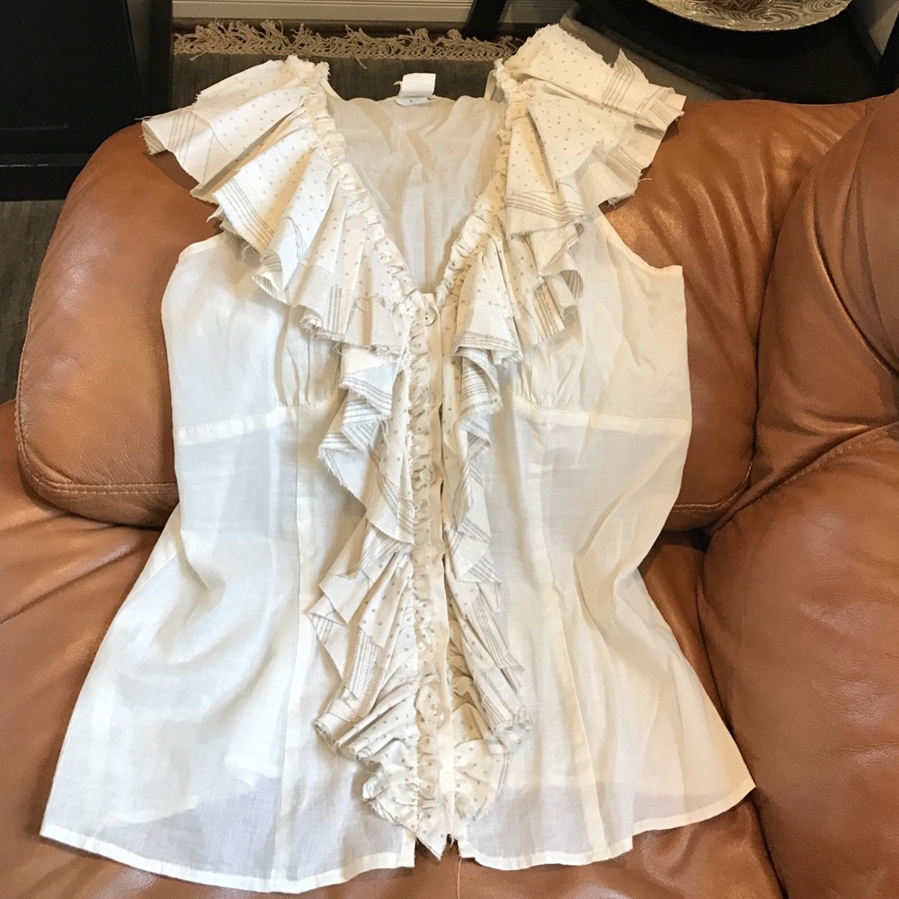 Light cotton ruffled tank blouse