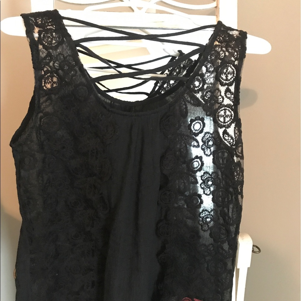 Black tank with lace detail