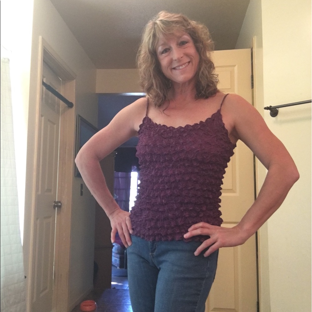 Purple ruffled tank top