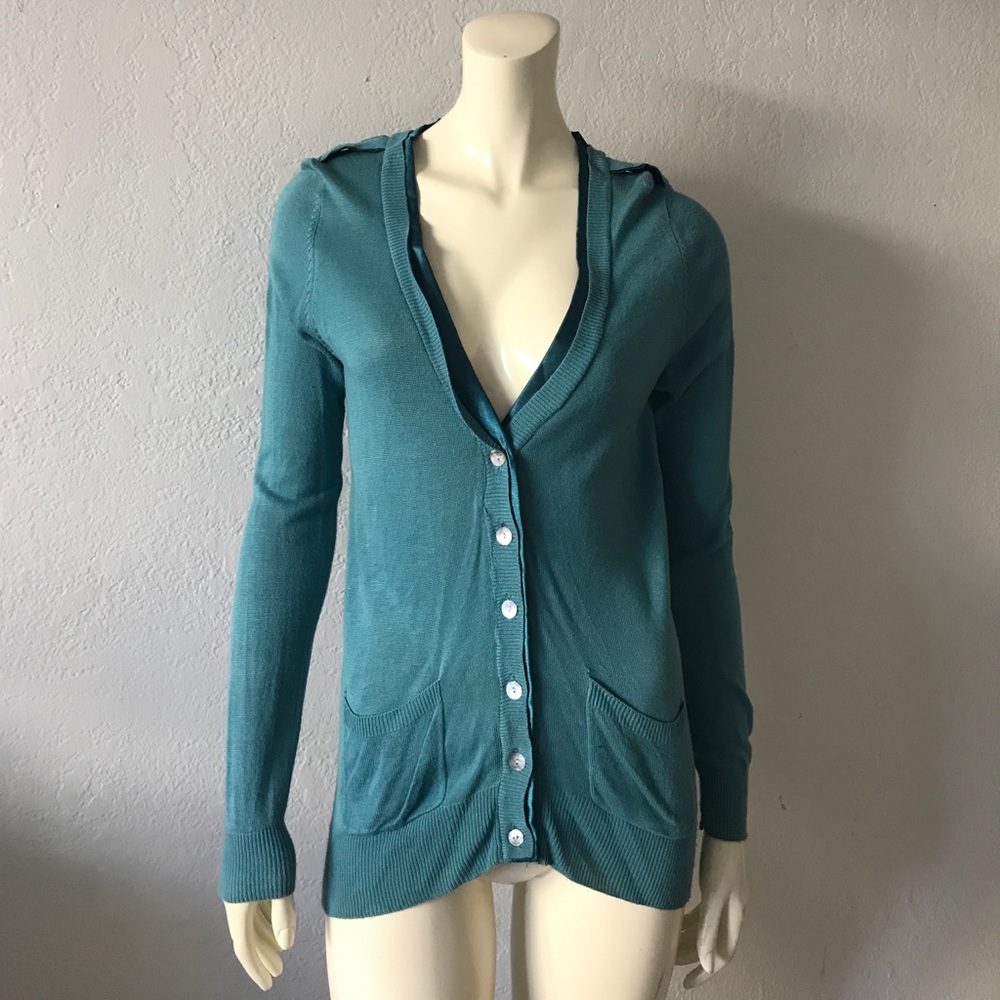 Satin trim button Cardigan by TCEC