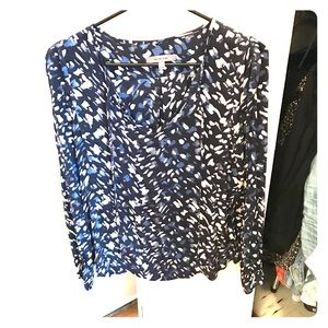 Gorgeous black and blue silk blouse