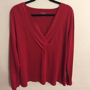 Lane Bryant red v neck long sleeved top size 14/16