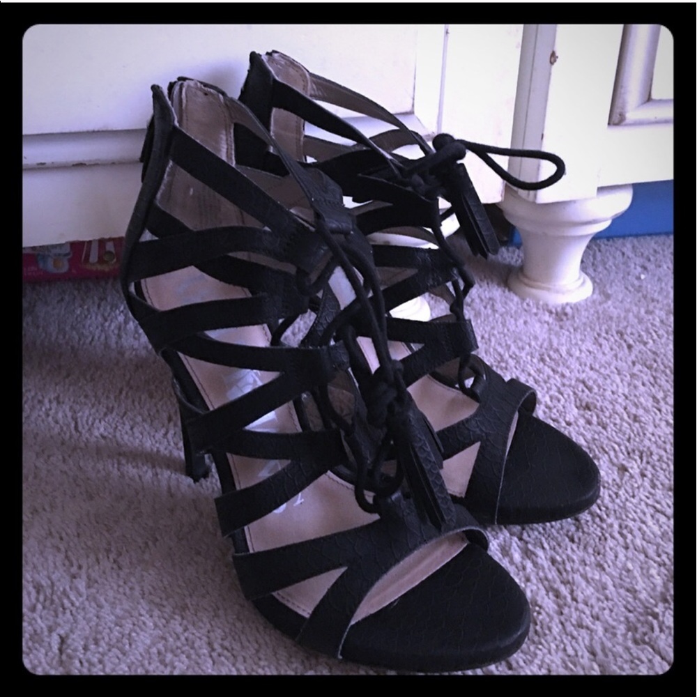 Strappy heels.