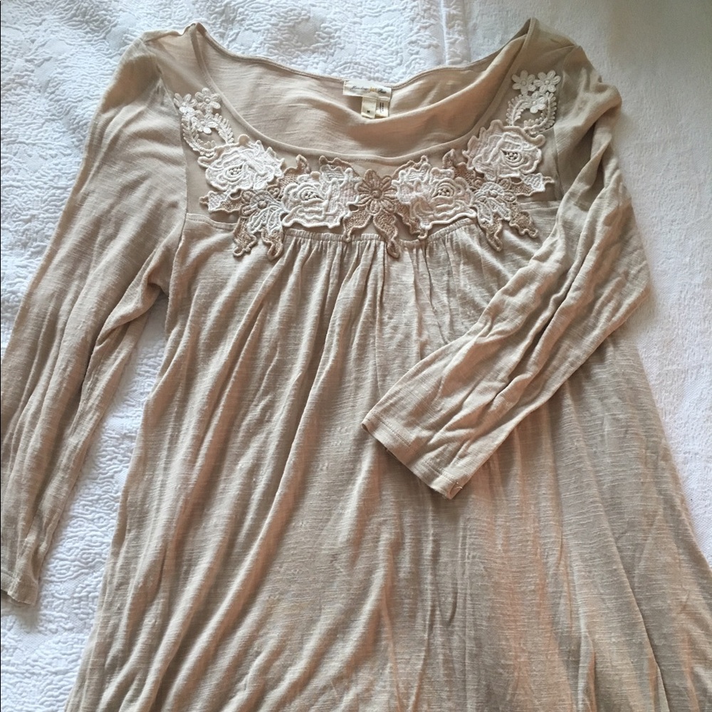 Meadow Rue 3/4 sleeve floral mesh top