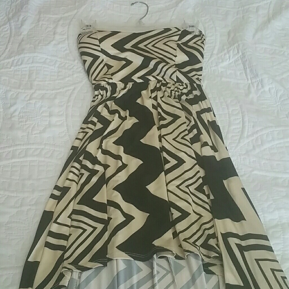 Zigzag print high low dress