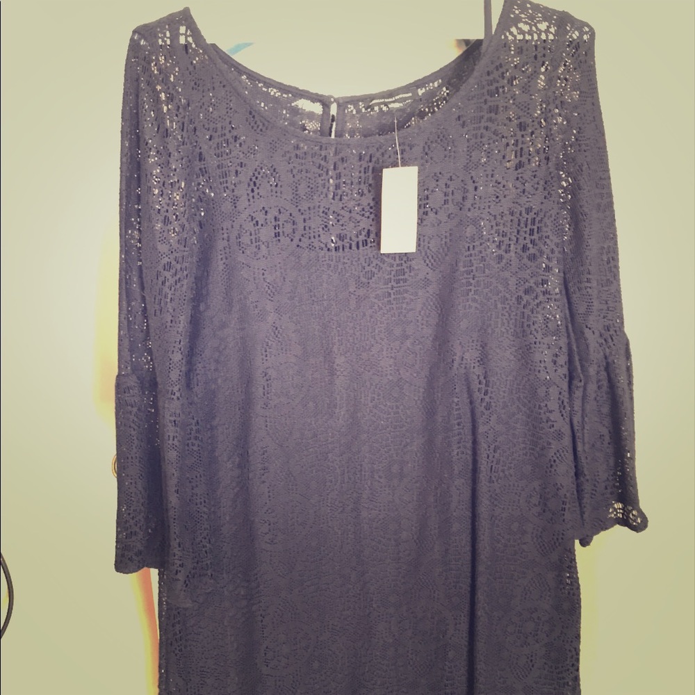 NWT American Eagle AEO bell sleeve dress navy