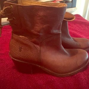 Brown leather Frye Boots with lace up back