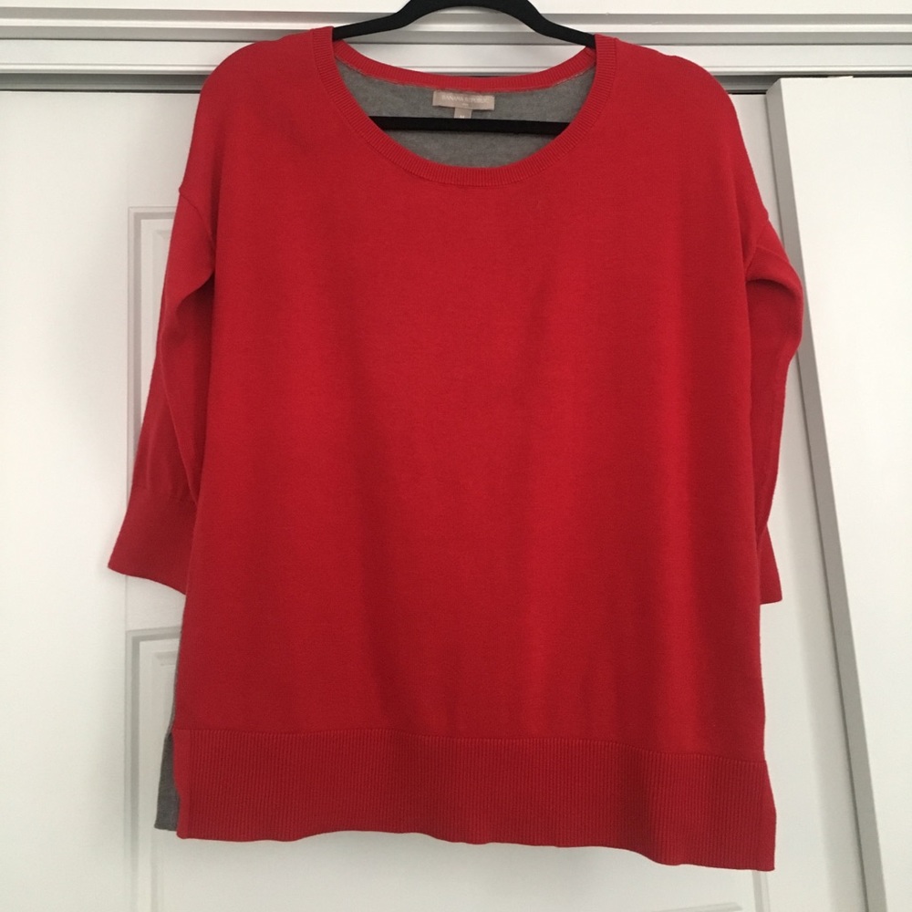 Red and gray sweater