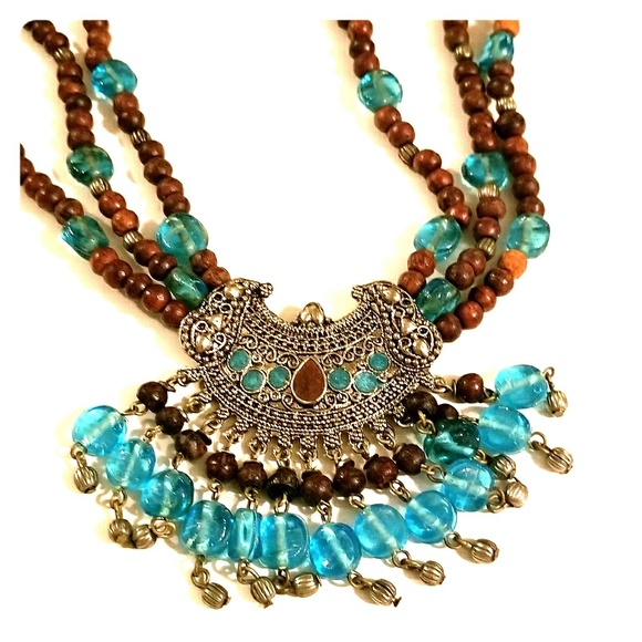 Boho Tribal Statement Necklace - Picture 2 of 3