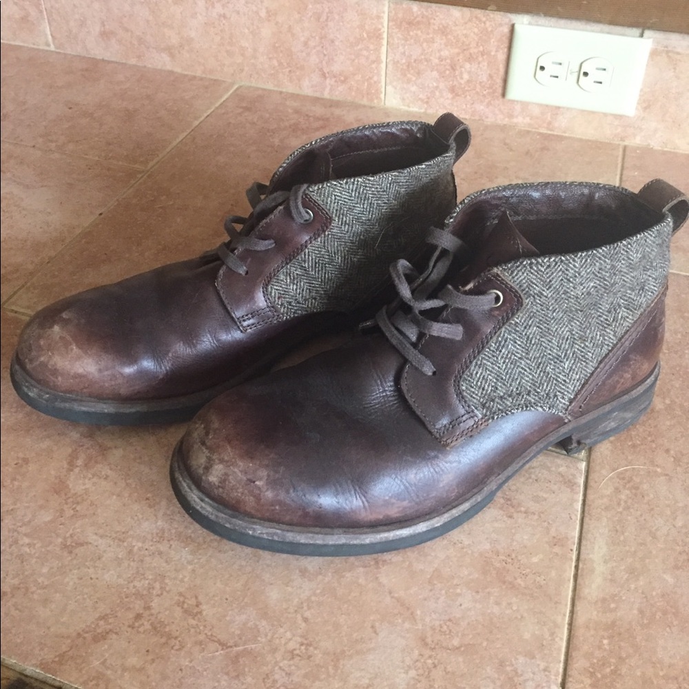 Brown leather UGG dress shoes.