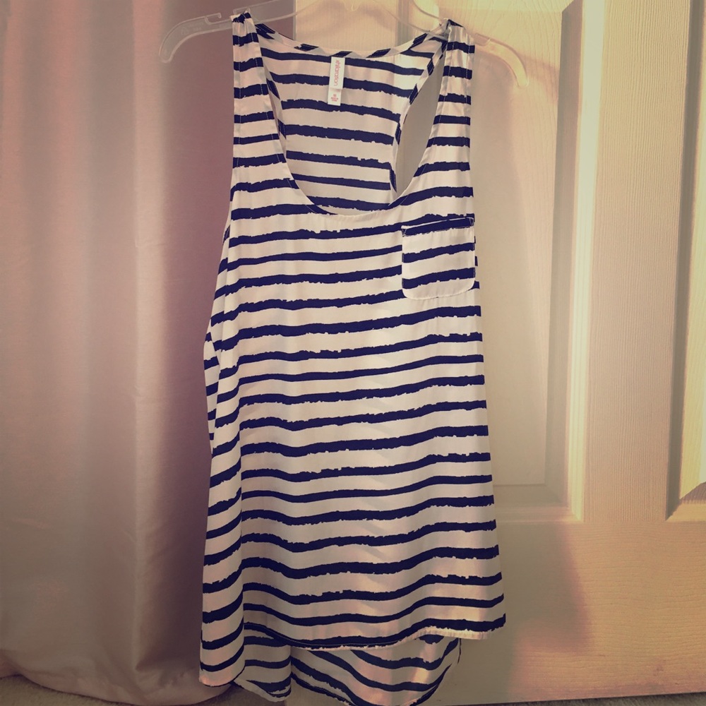 Xhilaration Navy/White Striped Tank
