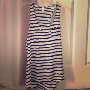 Xhilaration Navy/White Striped Tank