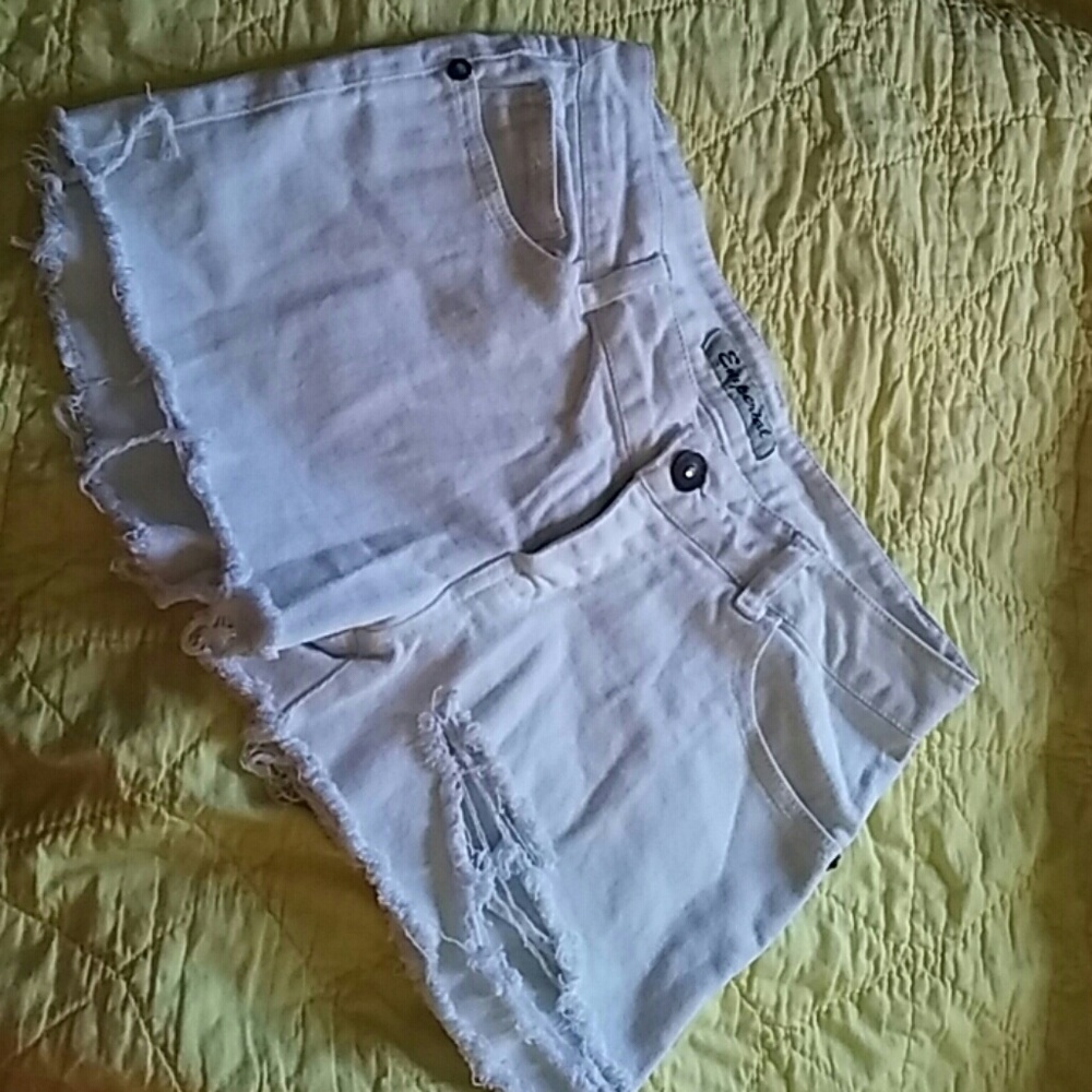 Emperial denim shorts white frayed bottom size 5
