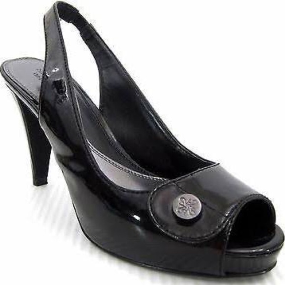 Peep toe sling back heels