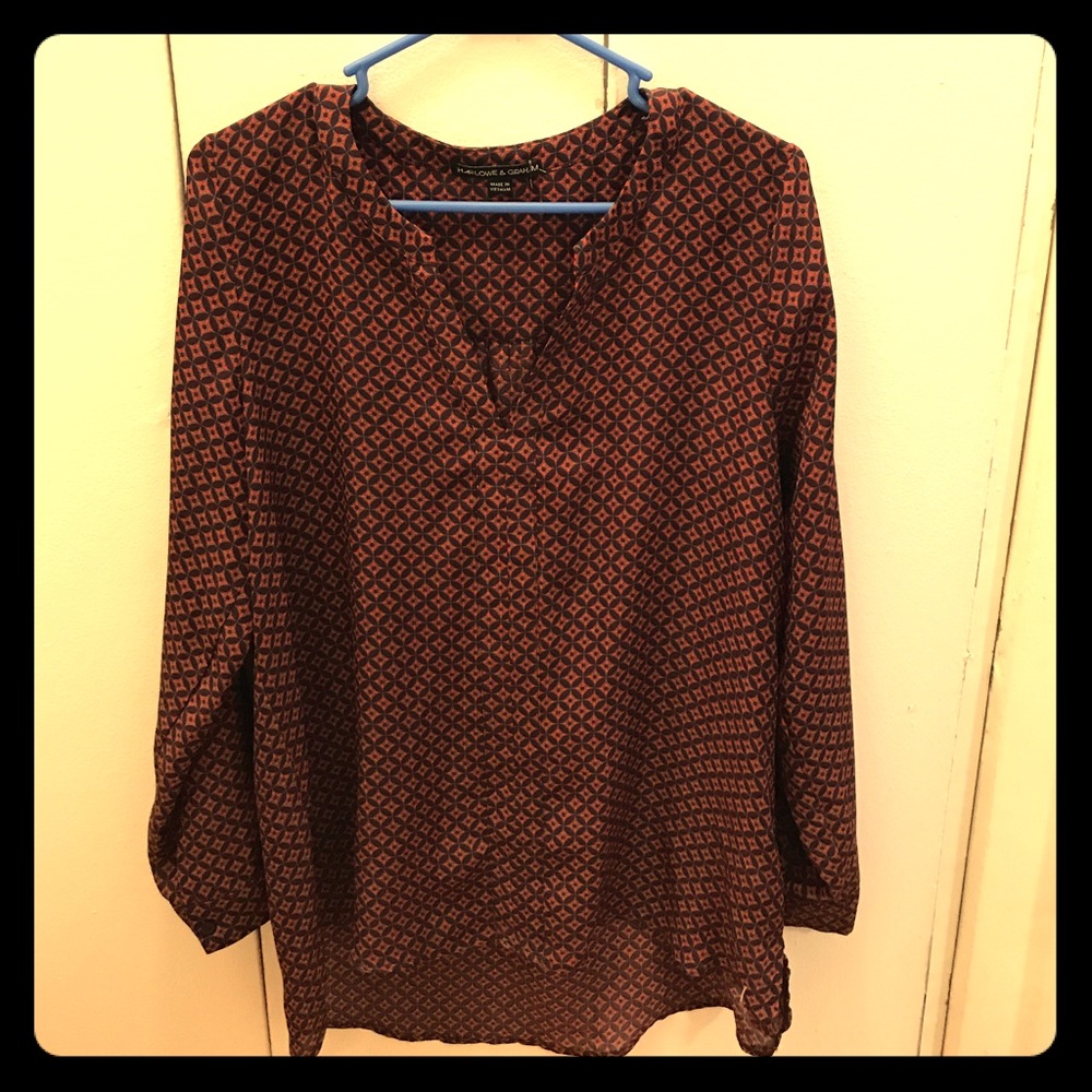 Structured blue and red blouse