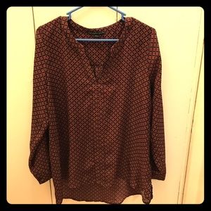 Structured blue and red blouse