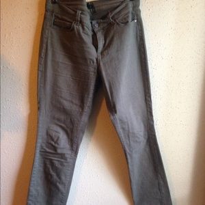 Olive colored, skinny jeans