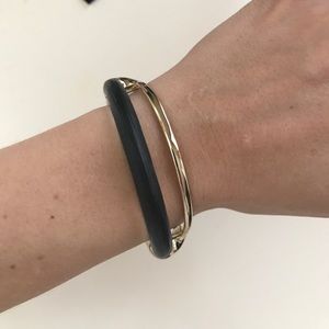Alexis Bittar black lucite small stacked hinge