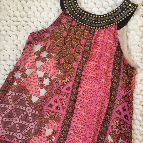 studio JPR Dresses & Skirts - Beautiful boho print trapeze dress w/ beading