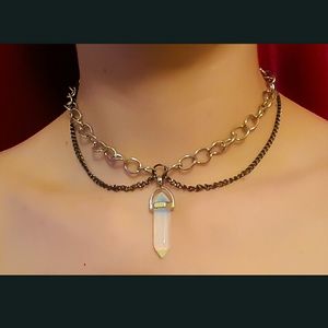 Opal Pendant Choker Necklace