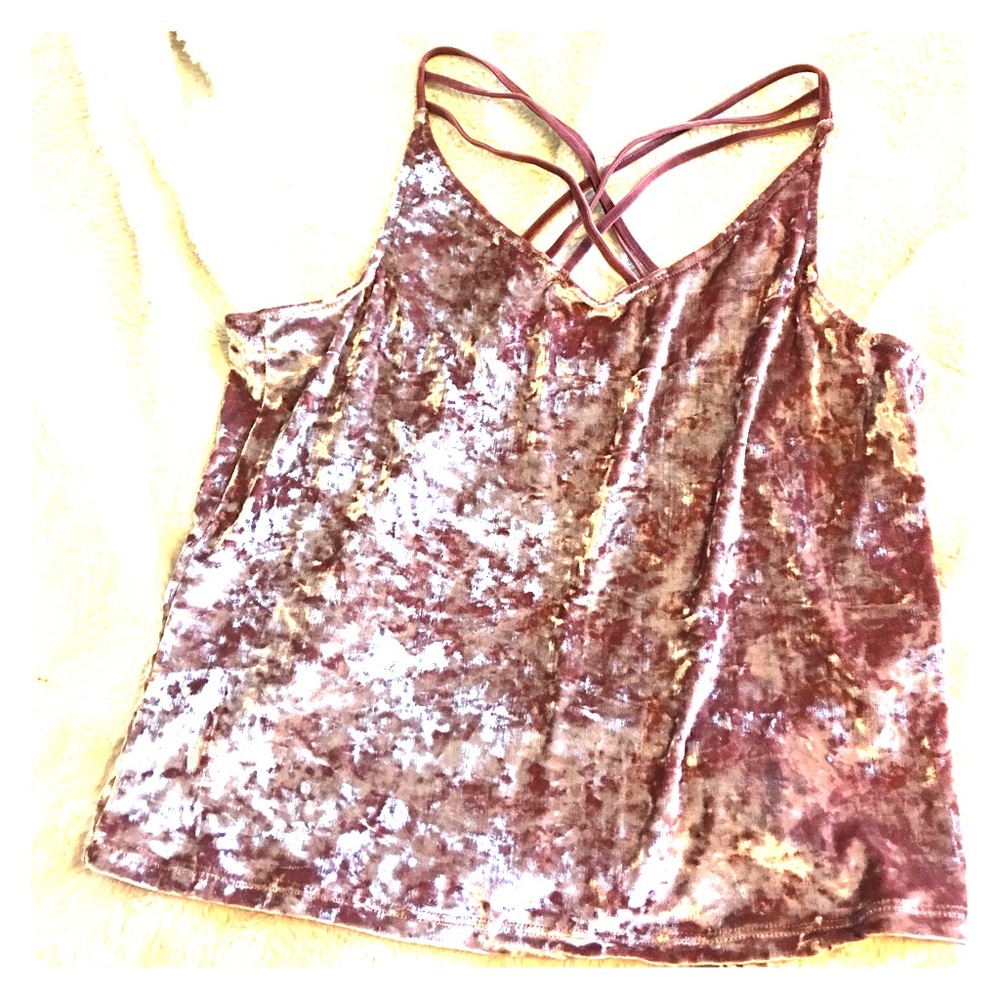 Crushed pink velvet American eagle tank top