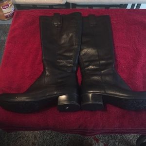 Born wide calf black leather riding boots