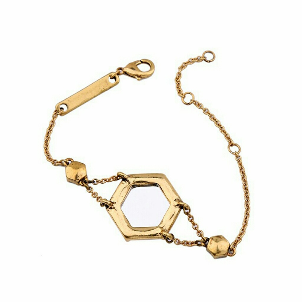 Hexagon Purple Faceted Gem Stone Gold Bracelet - Picture 7 of 8