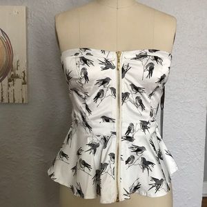 Forever 21 bird print corset bodice