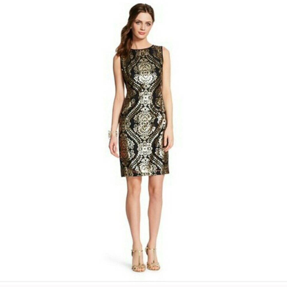 Donna Ricco Sequined Meshed Sheath Dress