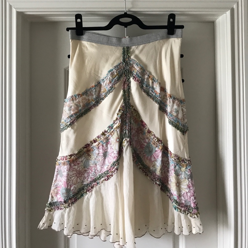 Mixed media ruffled satin skirt from Anthro