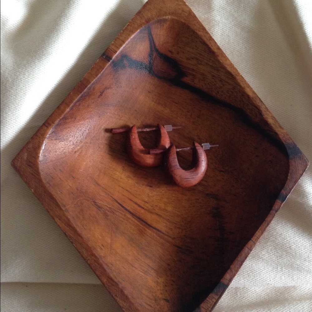 Wooden hoop earrings.