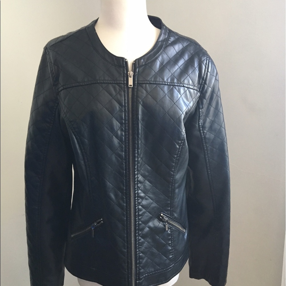 SOLD!!! NY & Co PU Black Leather jacket size M