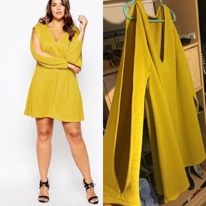 V-neck swing dress with open sleeves