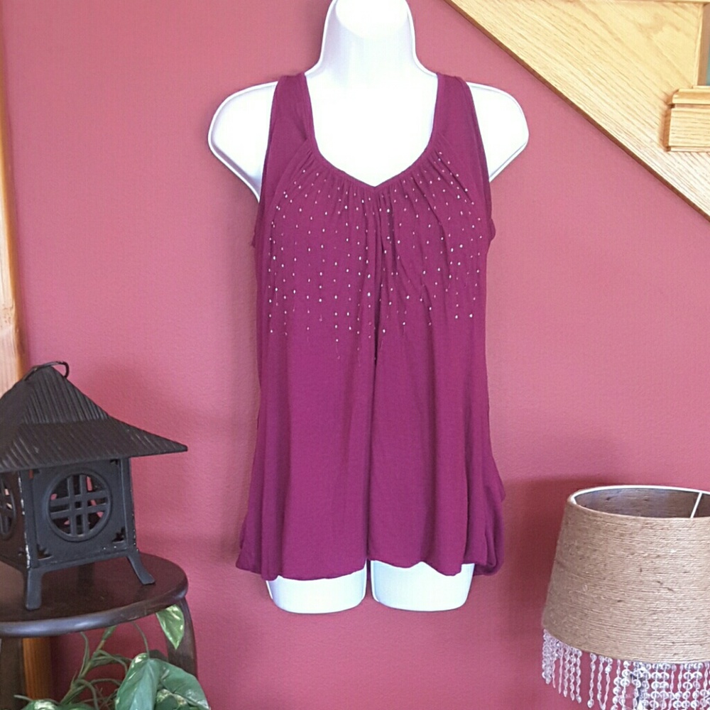 MAGENTA COLORED TANK TOP BY A.N.A