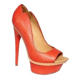 L.A.M.B Gwen Stefani Coral Snakeskin Pump