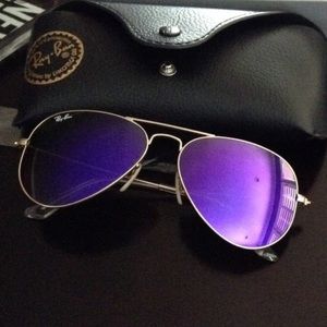 Ray Ban aviator purple reflective