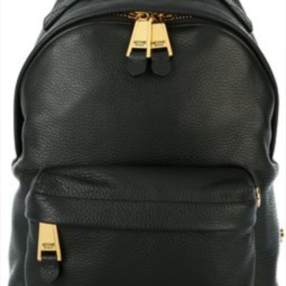 Moschino black grained leather backpack