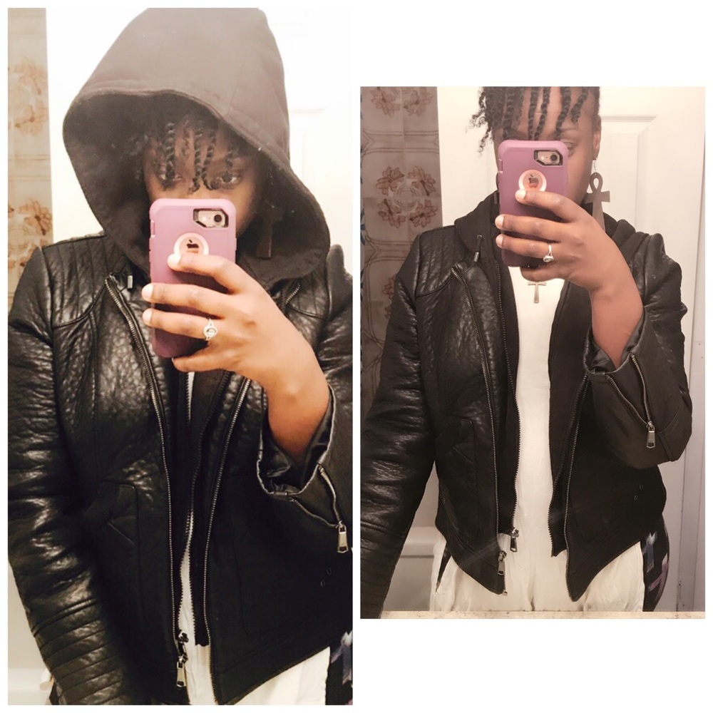 Steven madden jacket, you can removed the hood to