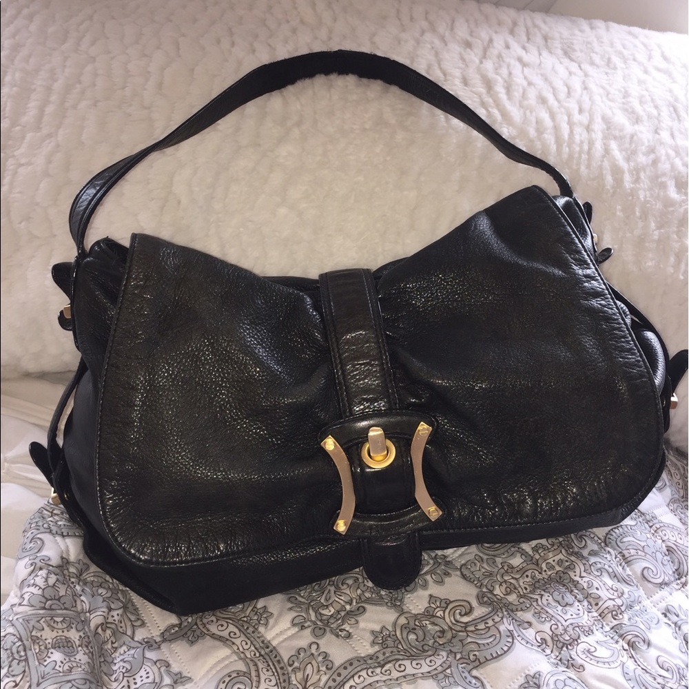 B Makowsky Black Leather Handbag